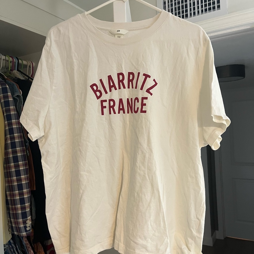 H&M White Tee with Red Print